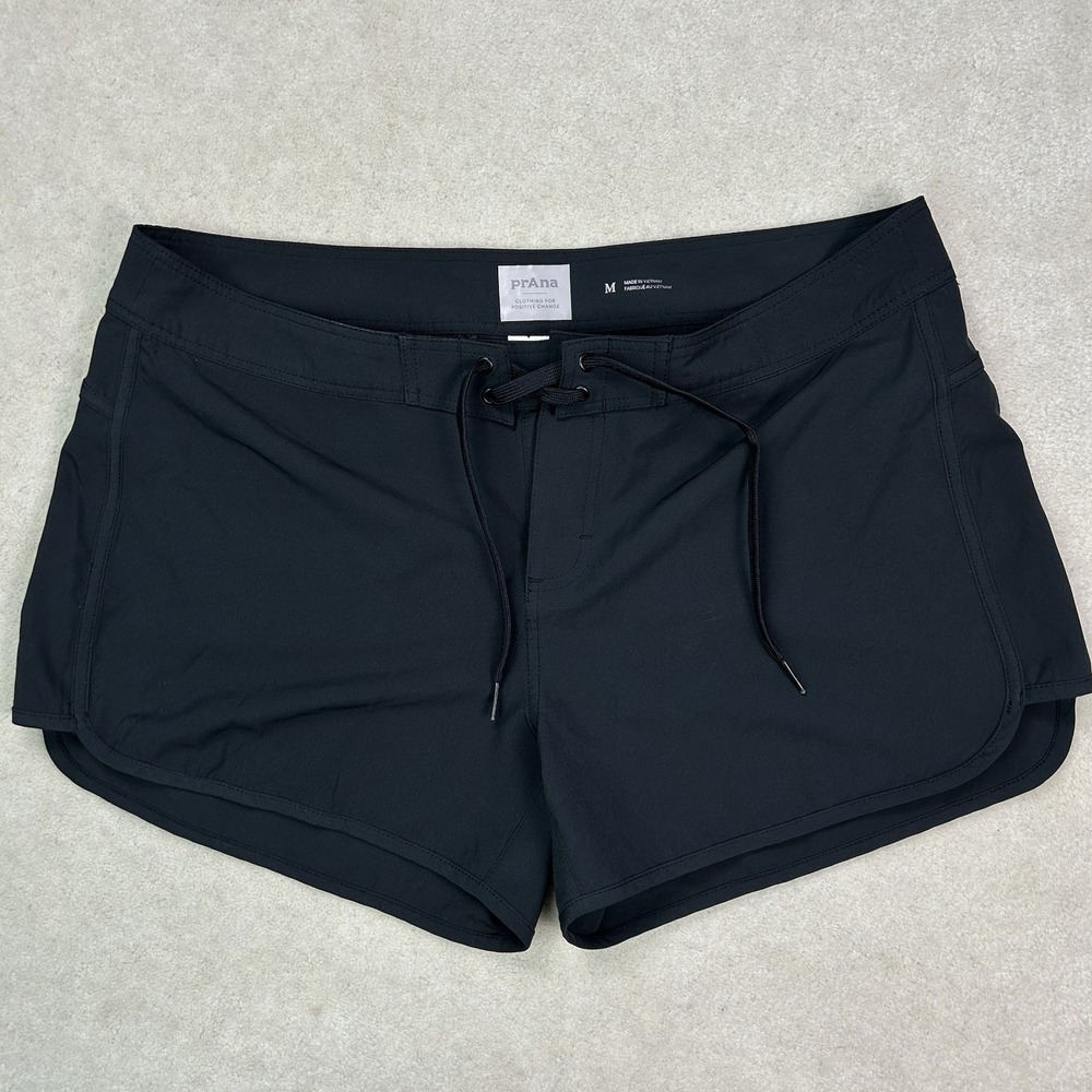 prAna Schaffie Board Shorts Women's Med Hybrid UPF 50+ 3" Swim Black